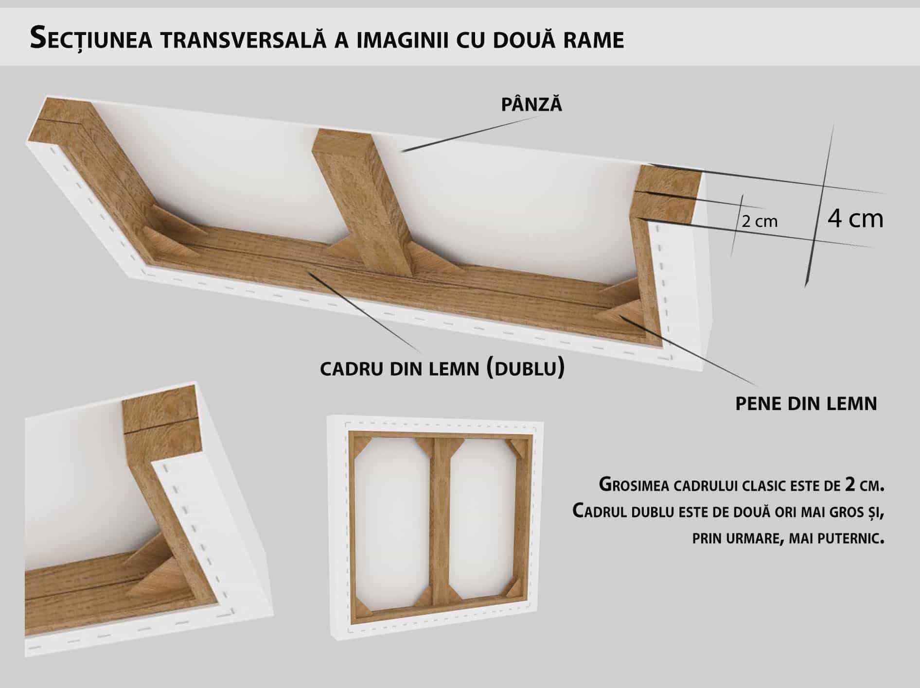 Pânză pentru pictură pe șasiu - cadru dublu